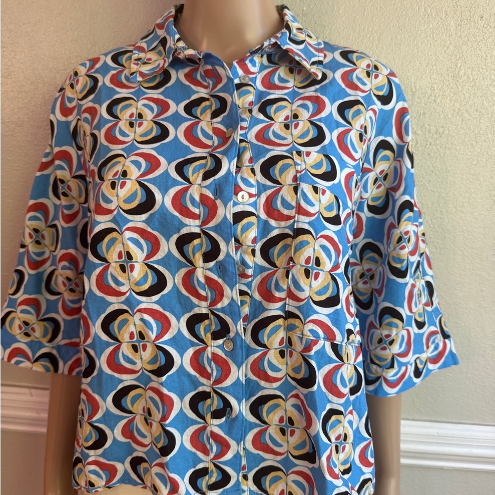 Zara Button Down Crop Top Small - image 6